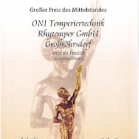 Urkunde „Finalist Großer Preis des Mittelstandes“